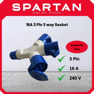 3-Way 16A AMP Plug 3 Pin 240V | Waterproof Industrial Multiple Outlet Socket