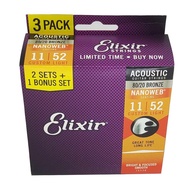 สายกีตาร์โปร่ง Elixir Strings 16545/16538 เคลือบ NANOWEB แพ็ค 3 เส้น น้ำหนักเบา/น้ำหนักเบาแบบกำหนดเอ