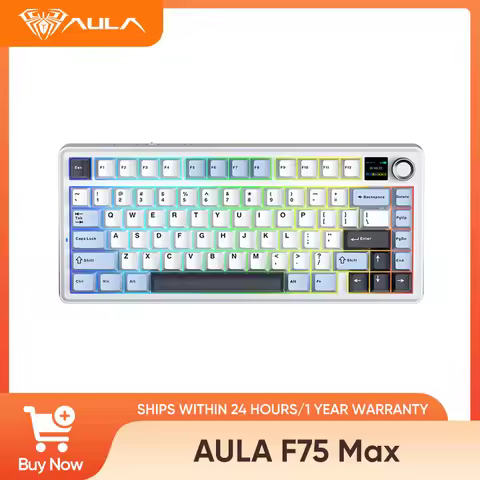 Aula F75 MAX Wireless Gaming Keyboard With Smart Digital Screen and Knob 75% Hot Swappable 3Mode RGB