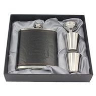 Hip Flask Stainless Steel Leather Beer Bottle with Shot Glass 7Oz