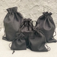 Burlap Drawstring Pouch Linen Drawstring Bag Burlap BLACK