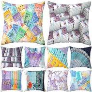 Double Sided Printing Money Cushion Cover Malaysian Ringgit Sofa Pillowcase 45x45cm Square Pillow Cover