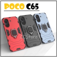 POCO C65 Magnetic Ring Holder Iron Man Military Armor Hard PC Cover Casing Full Protection Casing
