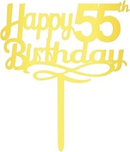 Happy 55th Birthday Cake Toppers Acrylic, Cheers to 55 Years Old Bday Decoration 55th Anniversary Ac