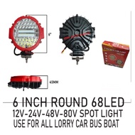J01S13 SPOT LIGHT ROUND 68LED WHITE 12V-24V-48V-80V RED COVER