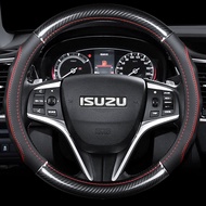 [AUTO BOUTIQUE STORE] ปลอกหุ้มพวงมาลัยรถยนต์ Isuzu ปลอกหุ้มหนัง (ลายแดงดำ）คาร์บอนไฟเบอร์ กันลื่น ไม่มีกลิ่น บาง เหมาะสำหรับรถยนต์ Isuzu ทุกรุ่น 38 ซม.