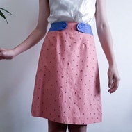 LAURA ASHLEY 棉麻橘色蜜桃色碎花A字裙 小號