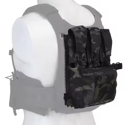 Tactical V5 FCPC Sport Vest Back Panel Zipper on Backplate Vest Expansion Bag Triple Pouch Vest Plat