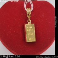 Murni Mewah Emas916, Loket Pdr Charm Gold Bar H10.5 T3.1 7182 0.6 cm Kt 0.50