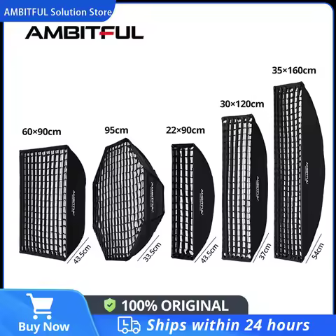 AMBITFUL 60x90cm 22x90cm 30x120cm 35x160cm 95cm Rectangular Octagonal Honeycomb Grid Softbox for Bow