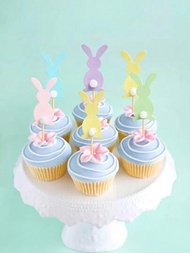 5入組,快樂的復活兔蛋糕裝飾,兔子蛋糕裝飾,生日派對禮品,復活節家居裝飾用品（混合顏色）