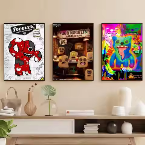 HOT monster Fuggler Anime Posters Sticky Whitepaper Sticker DIY Room Bar Cafe Kawaii Room Decor
