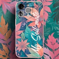 客製化禮物 TPU手機殼 粉紅色植物樹葉iPhone14 15 16 Pro Max