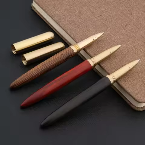 High quality new metal Red sandalwood Ebony Chicken wing wood luxurious copper gift Roller ball Pen