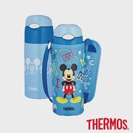 【THERMOS 膳魔師】兒童吸管瓶 不鏽鋼真空保冷瓶0.4L 米奇-藍色(FHL-401FDS-BLS)