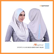 [CLEARANCE SALE] Raqtive Sports Hijab B223 Grey/Sky Blue Tudung Sukan