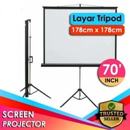 LAYAR PROYEKTOR 70" INCH + TRIPOD SCREEN PROJECTOR 70INCH - T