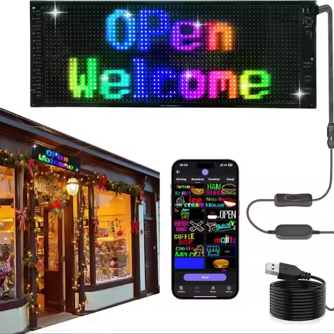 Double Row Scrolling LED Programmable Sign, Brighter Flexible APP Control Matrix Panel Display Scree