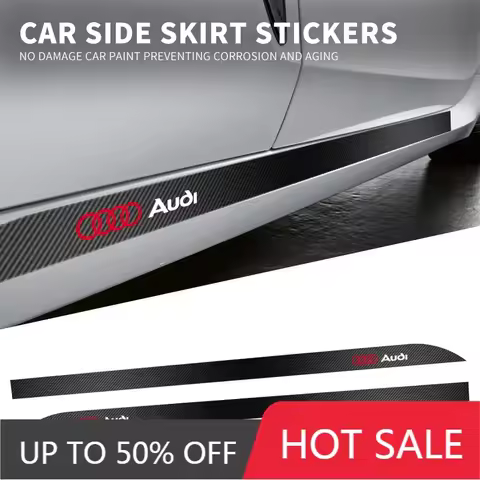 2Pcs Carbon Emblems Car Door Side Skirt Sill Stripe 3D Sticker Decals For Audi A4 A3 A5 A6 A7 A8 Q3 