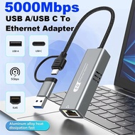 5000Mbps USB Ethernet Adapter USB3.2 Type-C to RJ45 5Gbps Ethernet Adapter Network Card Converter HU