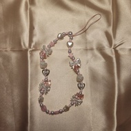 Elegant Croquette Pink Butterfly and Heart Beaded Charm Necklace