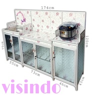 lemari dapur 4in1(wastafel cuci piring,rak kompor,rak piring dan rak magicom) aluminium hollow besar