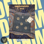 Embroidered Upcycled Denim Bag | Unisex Small Denim Bag | Green Fashion | Street Grunge Retro Style 
