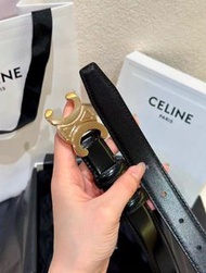 CELINE 賽琳腰帶 寬1.8CM 牛皮 凱旋門 黑色 女士 女款 皮帶 禮盒 送禮 節日 生日 Women's belts gift boxes gifts holidays birthdays