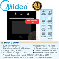 Midea Built In Oven 70L MBO-D0870 70L Built In Oven