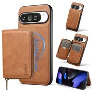 PU Leather Zipper Wallet Phone Case For Google 9 Pro XL Pixel Zipper Wallet Case Cover For 9a Pixel 