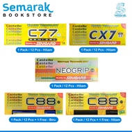 C88 Pen / C77 / CX7 Neogrip Standard Castello 0.5 - Black / biru [1 Pack / 12 Pcs]