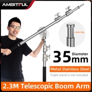 AMBITFUL Stainless Steel MF-01 94-232cm 37"- 91" Studio Photo Telescopic Boom Arm Top Light for Pro
