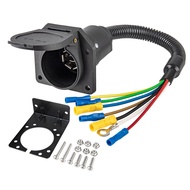 Well Made- 7 Way RV Trailer Light Connector Socket 7 Pin Wire Electrical Trailer Adapter Quick Conve
