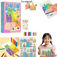 ROSEGOOD Color Scratch Painting, DIY Material Drawing Papers Squeegee Art Kids Paint Kit, Painting T