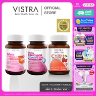 [ Gluta + Collagen + Vit C Set 3 ขวด ] VISTRA Gluta Complex 1000 Plus Red Orange Extract ( 30 เม็ด )