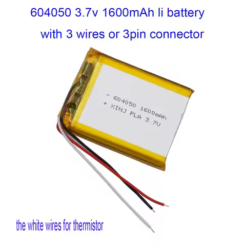 3.7V 1600mAh 5.92Wh 3 Wires JST 3Pin NTC Thermistor Li-Polymer Replacement Lipo Rechargeable Battery