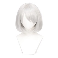 Anime Women's Nier Automata Yorha 2b Wig Cosplay Costume Short Black Leotard Dress Full Set Hallowee