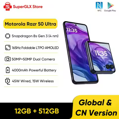 100% Original Global Rom Motorola Moto Razr 50 Ultra 5G Snapdragon 8s Gen 3 165Hz Foldable LTPO AMOL