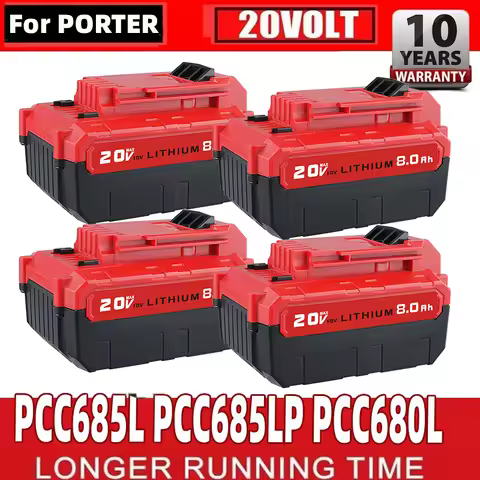 1/2/4Pcs 20V Max 8.0Ah Lithium Replace for Porter Cable 20V Battery Pin Compatible with PCC685L PCC6