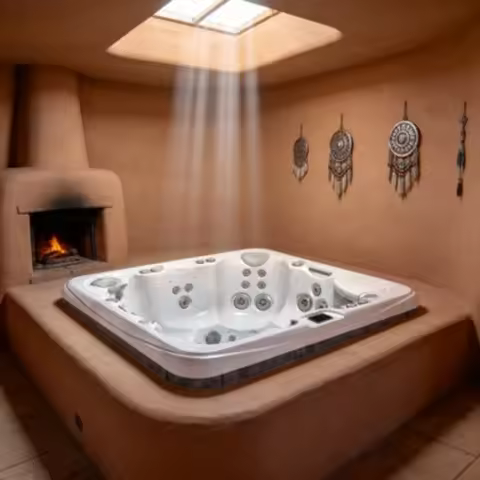 7 Person Whirlpool Jacuzzi Massage Bathtub Hydrotherapy Outdoor Acrylic 105 Jets Waterfall 38 LED Li