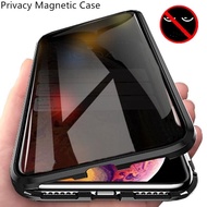 Privacy Magnetic Case For iPhone 6 6s 7 8 Plus XR X Xs 11 Pro Max Antispy Tempered Glass Phone Case iPhone11 iPhone11Pro 11Pro 11ProMax 7Plus 8Plus iPhone7 iPhone8 iPhone6s iPhone6 XsMax Hard Antispy Metal Magnet Casing 360 Protective Flip Cover