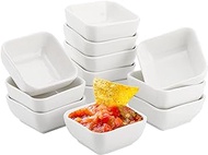 Lawei 12 Packs Ceramic Dip Bowls Set - 3 oz White Condiments Server Dishes for Sauce, Vinegar, Ketchup, BBQ