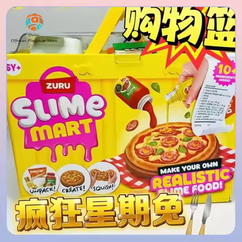 New Genuine Zuru Slime Mart Blind Box Diy Gift Toys Stress Relief Slime Gift Hamburger Pizza Shoppin