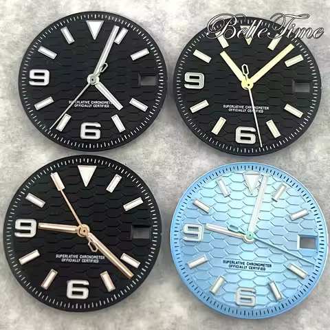 28.5mm Dial Land-Dweller Honeycomb Design Green Luminous Suitable For NH35/NH36 Movement Watch Modif