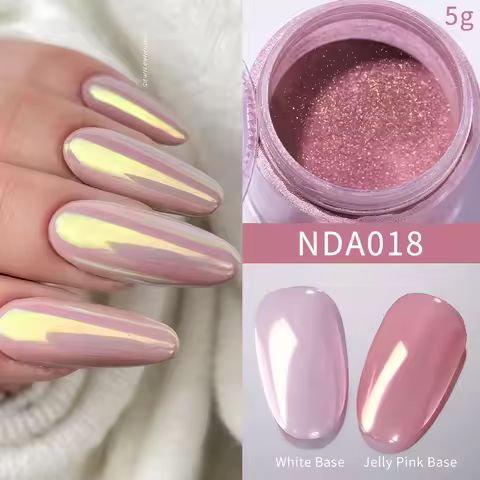 NICOLE DIARY 5g Aurora Pearl White Pink Nail Powder Pigments Metallic Rubbing Dust Moonlight Effect 