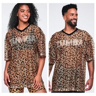 New women's Zumba Wildbeat oversized mesh top Apres Zumba mesh V-neck top mesh top black/orange