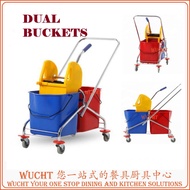 【WUCHT】30LX2 Down Press Double Mop Bucket Wringer / Commercial Heavy Duty Mop Bucket With Wringer / 