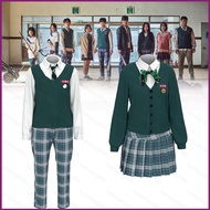 HT All of Us Are Dead Cosplay Costume Zombie Boys and Girls School Uniform T-shirt Skirt Set Hallowe