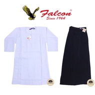 FALCON BAJU KURUNG PUTIH SEKOLAH KOSHIBO LICIN/FALCON KAIN BIRU TUA SUSUN TEPI LICIN/KAIN SEKOLAH RENDAH KEBANGSAAN