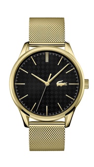 Vienna Men's Quartz Ionic Plated Gold Steel Case Watch With Ionic Plated Gold Steel Bracelet, Black 
